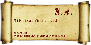 Miklics Arisztid névjegykártya